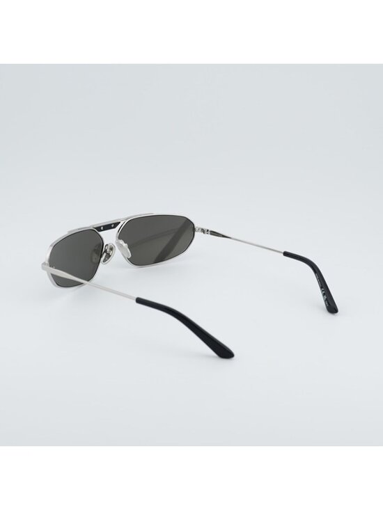 Balenciaga BB0245S 002 Sunglasses Silver Geometric Frame, Silver Mirror Lenses main image 4